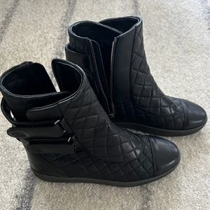 SOLD Chanel Interlocking CC Logo Leather Combat Boots size 38
